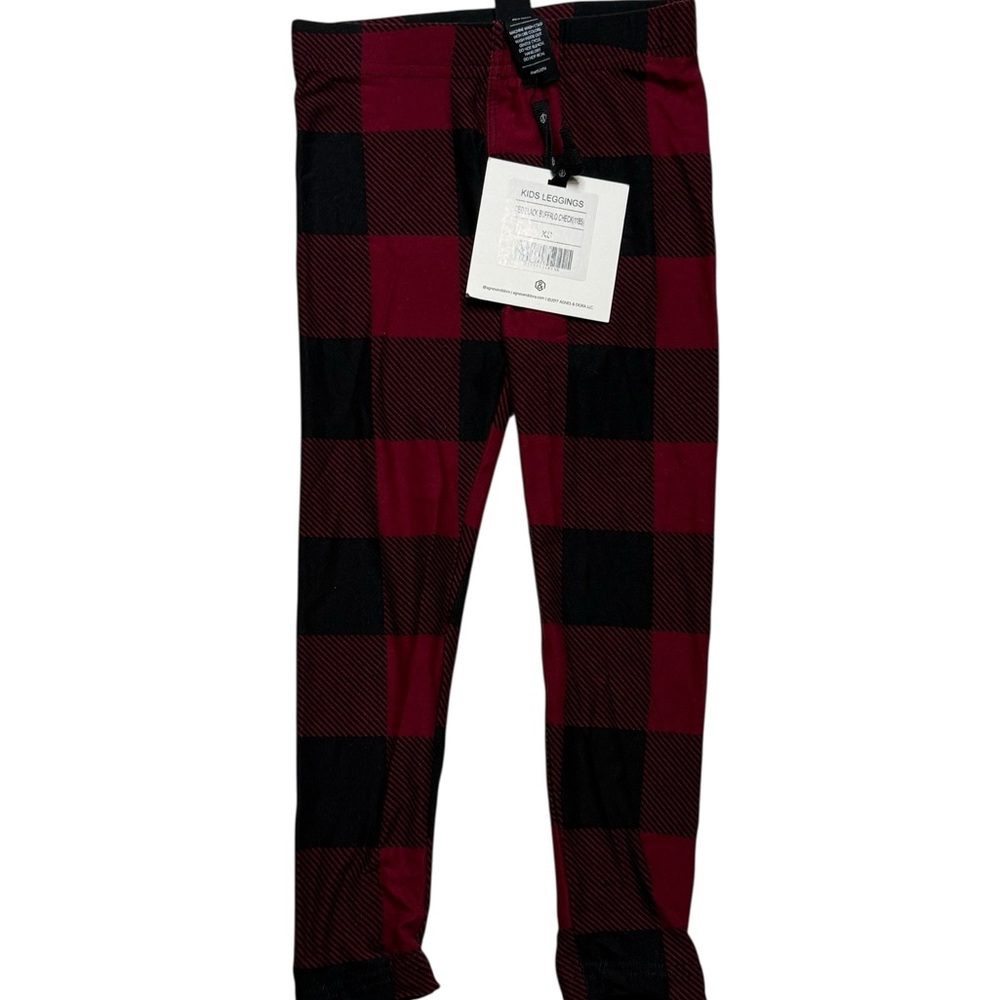 Agnes & Dora Kids Plaid leggings Bottoms in Red and Black XS (2T) NWT
